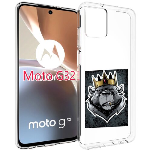 Чехол MyPads медведь с короной для Motorola Moto G32 задняя-панель-накладка-бампер