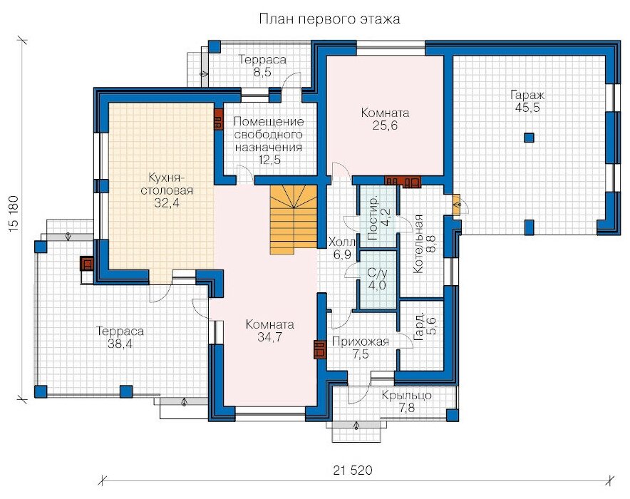 Проект кирпичного дома Catalog-Plans-46-13K1L (317,79кв.м, 22,4x16,18м, кирпич 380) - фотография № 2