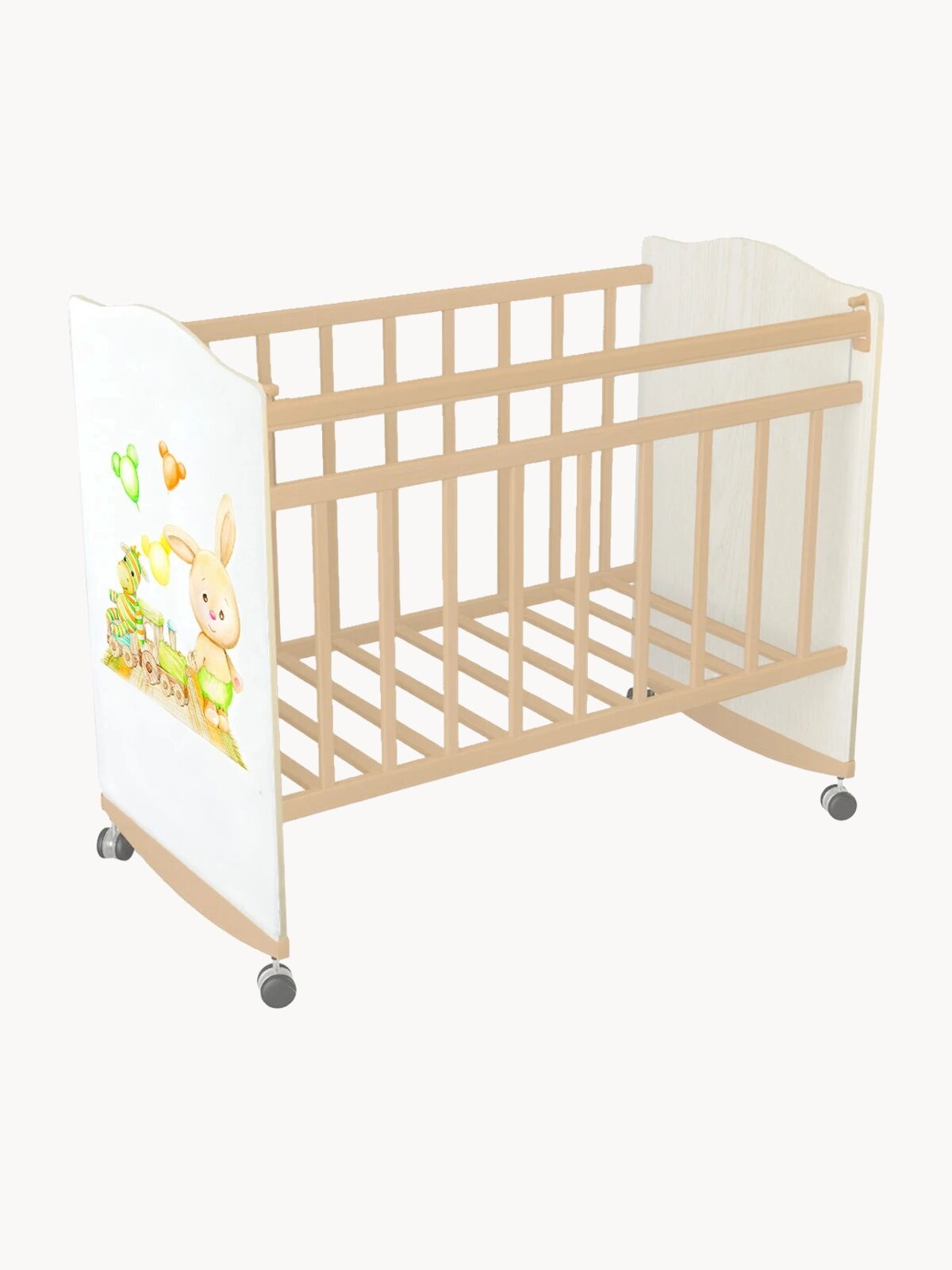 Кровать детская Indigo My Dream, колесо-качалка, ЛДСП, массив березы, игрушки