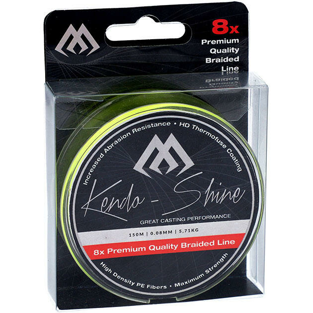 Плетеный шнур Mikado KENDO SHINE 8-x HDPE 0.10 yellow (150 м) 8,23 кг. ZKS00Y-150-010