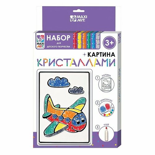 MaxiToys Картина кристаллами «Самолётик», 12 × 18 см