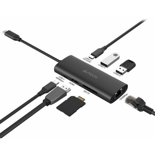 Разветвитель USB Type-C A4TECH DST-80C 2 х USB 20 RJ-45 HDMI USB Type-C SD серый 316500₽