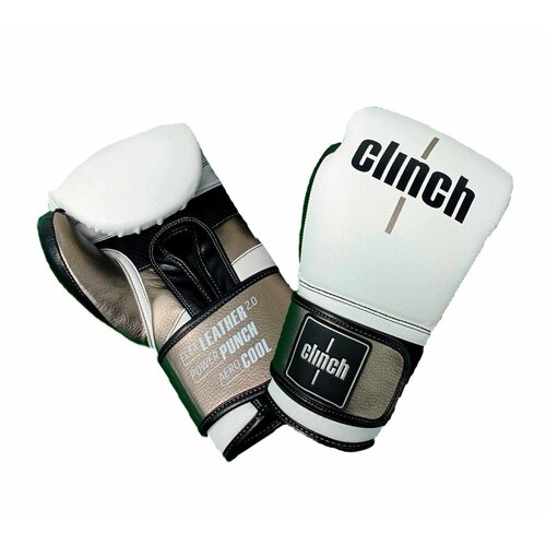 C141 Перчатки боксерские Clinch Punch 2.0 бело-черно-бронзовые - Clinch - Белый - 14 oz