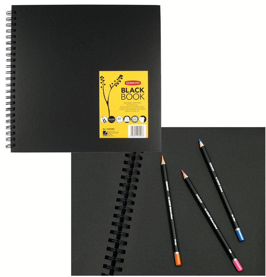 Альбом Black Book для эскизов 30,5х30,5 см/черн.бумага, на спирали, 40 л./200 гр