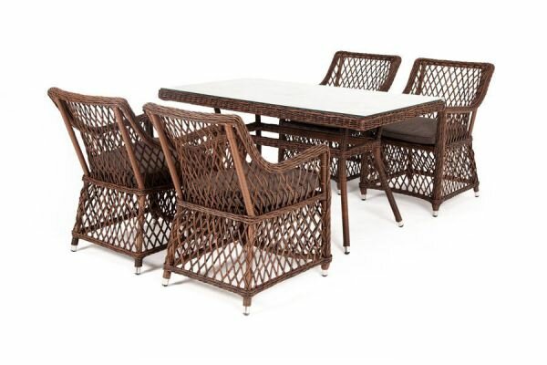 Стол 4SIS "Латте" обеденный стол из искусственного ротанга 140х80см, цвет коричневый арт. YH-T4726G brown - фотография № 3