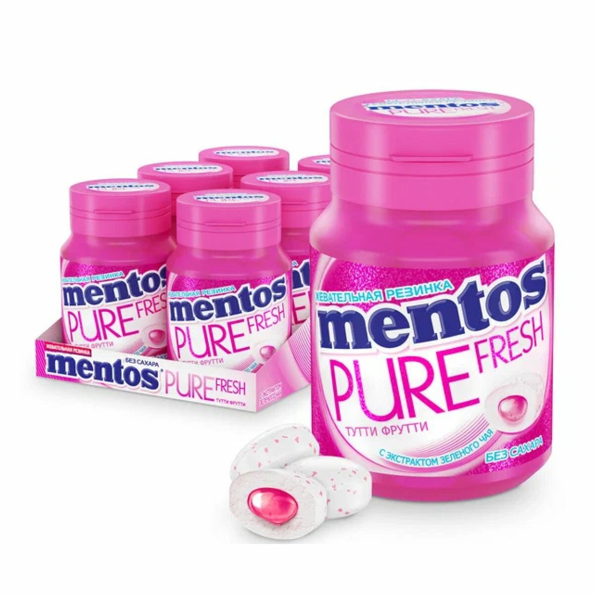 Жевательная резинка Mentos Pure Fresh вкус Тутти-Фрутти, 6 шт по 54 г - фотография № 1