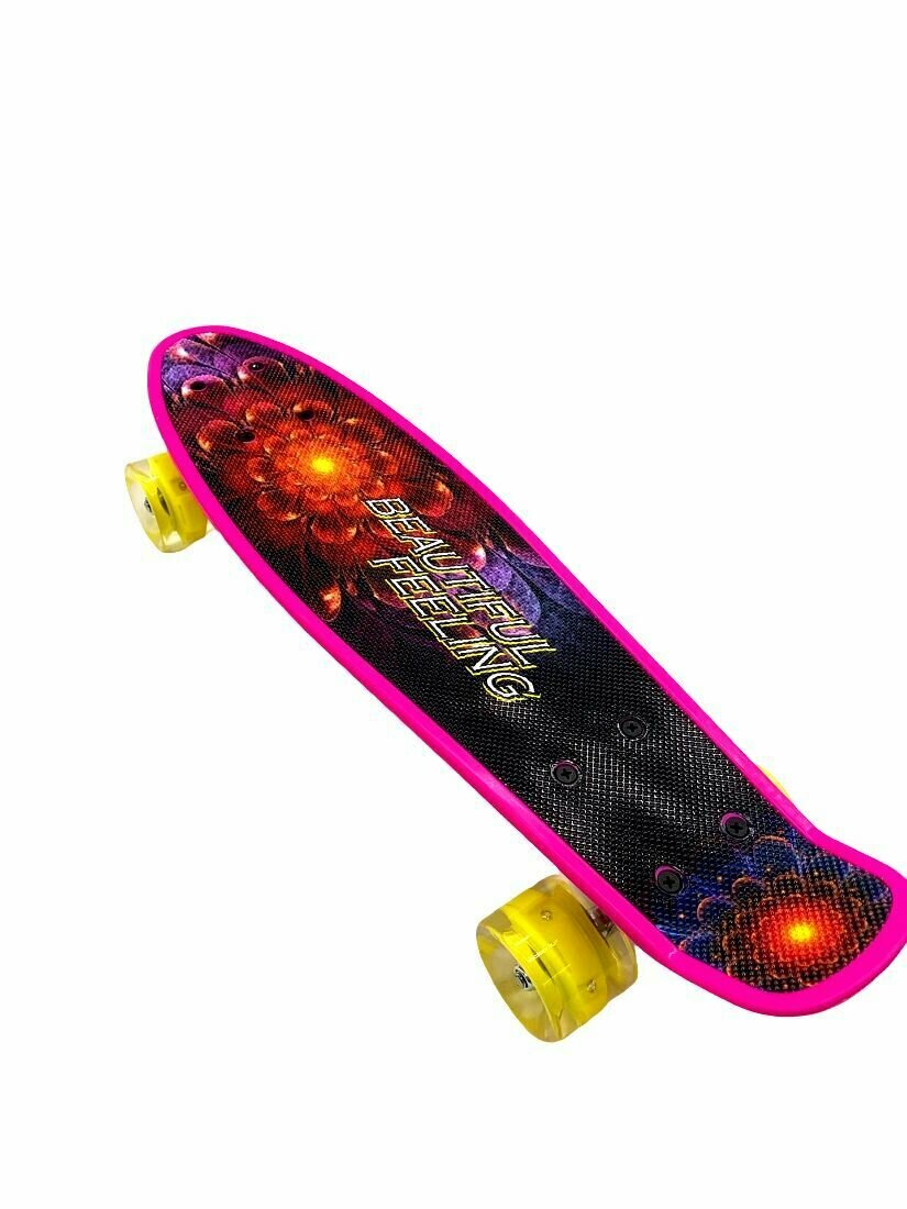Пенниборд скейтборд Penny board скейт детский 54x14 см со светящимися колесами, высокопрочный пластик, Beautiful Feeling