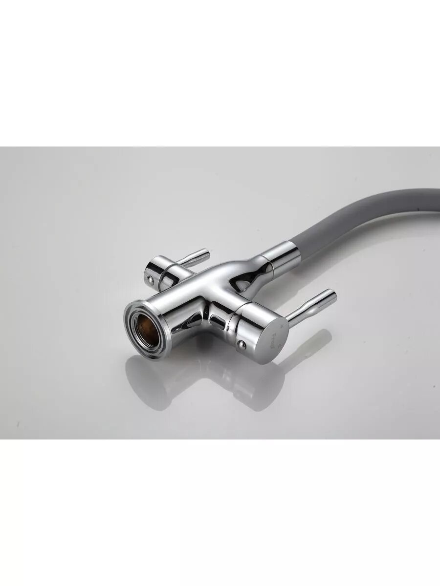 Смеситель для кухни Frap F4396, однорычажный, поворотный излив, серый хром — фото 1