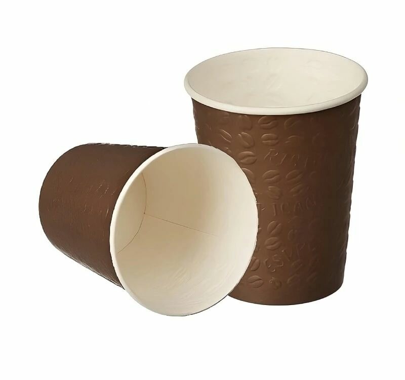 Набор стаканов картонных 300мл d-90мм с конгревом коричневый 1-слойный уп/50шт для горячего