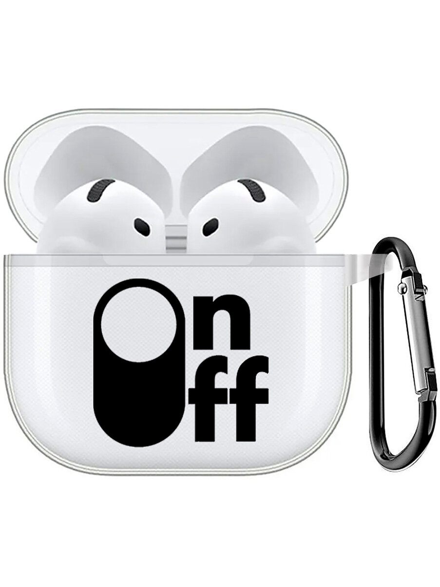 Чехол на Apple AirPods 4 с принтом "Вкл/выкл" прозрачный — фото 1