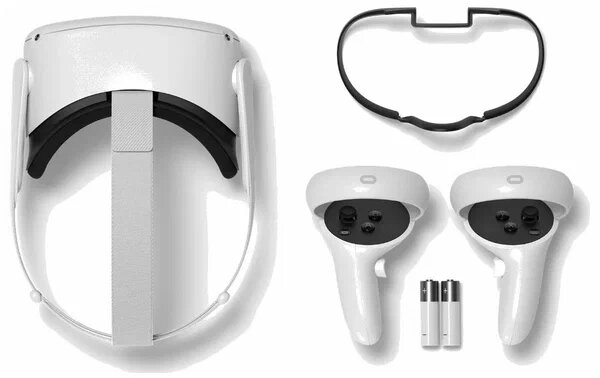 Шлем виртуальной реальности "Oculus Quest 2", 90Гц, 128ГБ, белый, разрешение 3664x1920 — фото 1