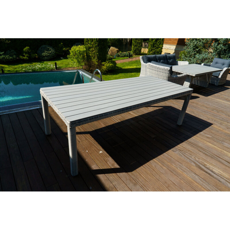 Стол Besta Fiesta Венеция обеденный искусственный ротанг 230x105x76 см серый