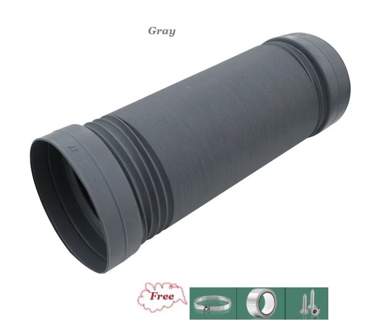 Гибкая дымоотлопная труба ПВХ 100-180 мм, 1.5/3 м, Grey, D100mm, 1.5m