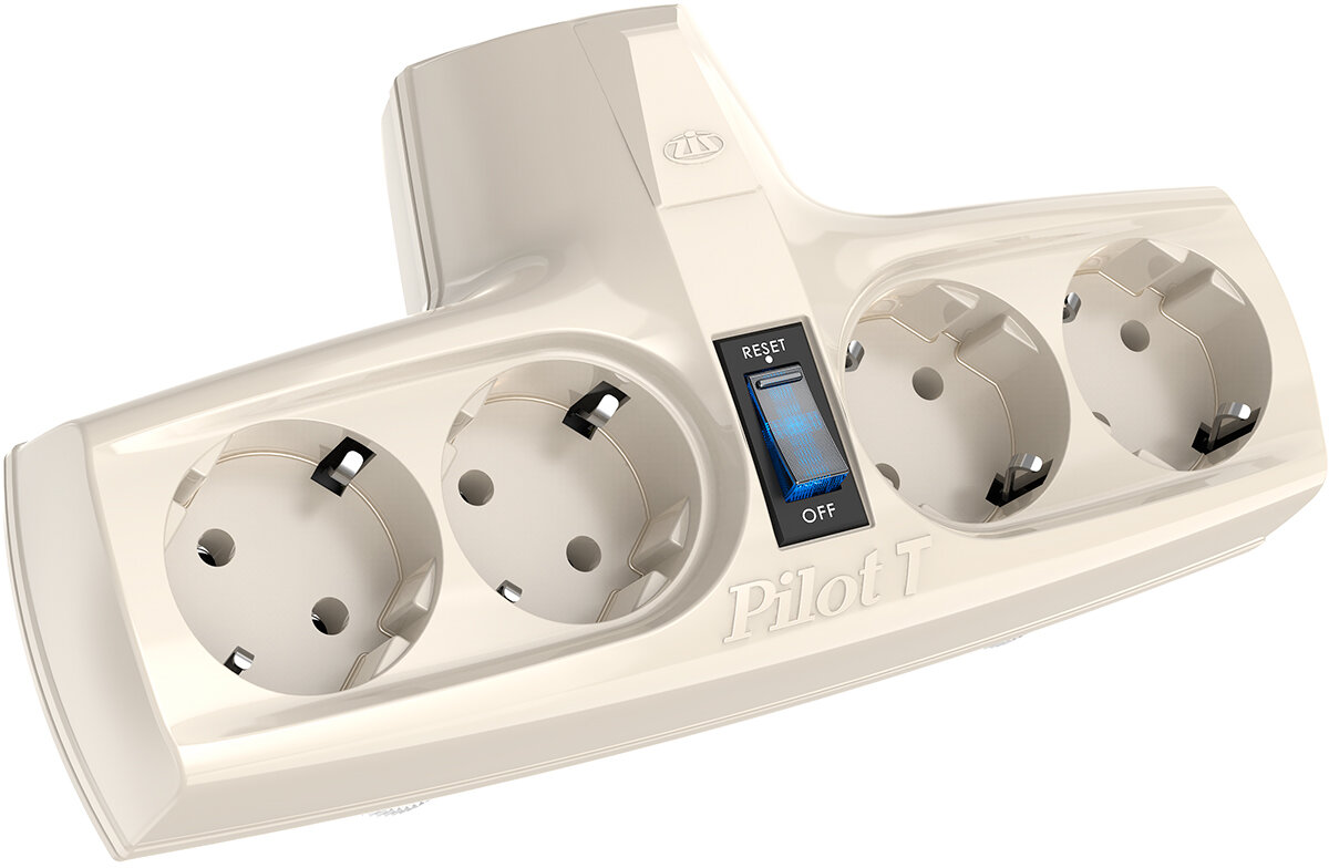 Сетевой фильтр Pilot T 4 розетки с заземлением 15А 3.3кВт (149) цвет - слоновая кость
