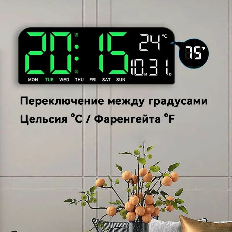 Новые настенные часы с большим экраном, простые светодиодные настольные часы, отображение температуры и умеренной температуры