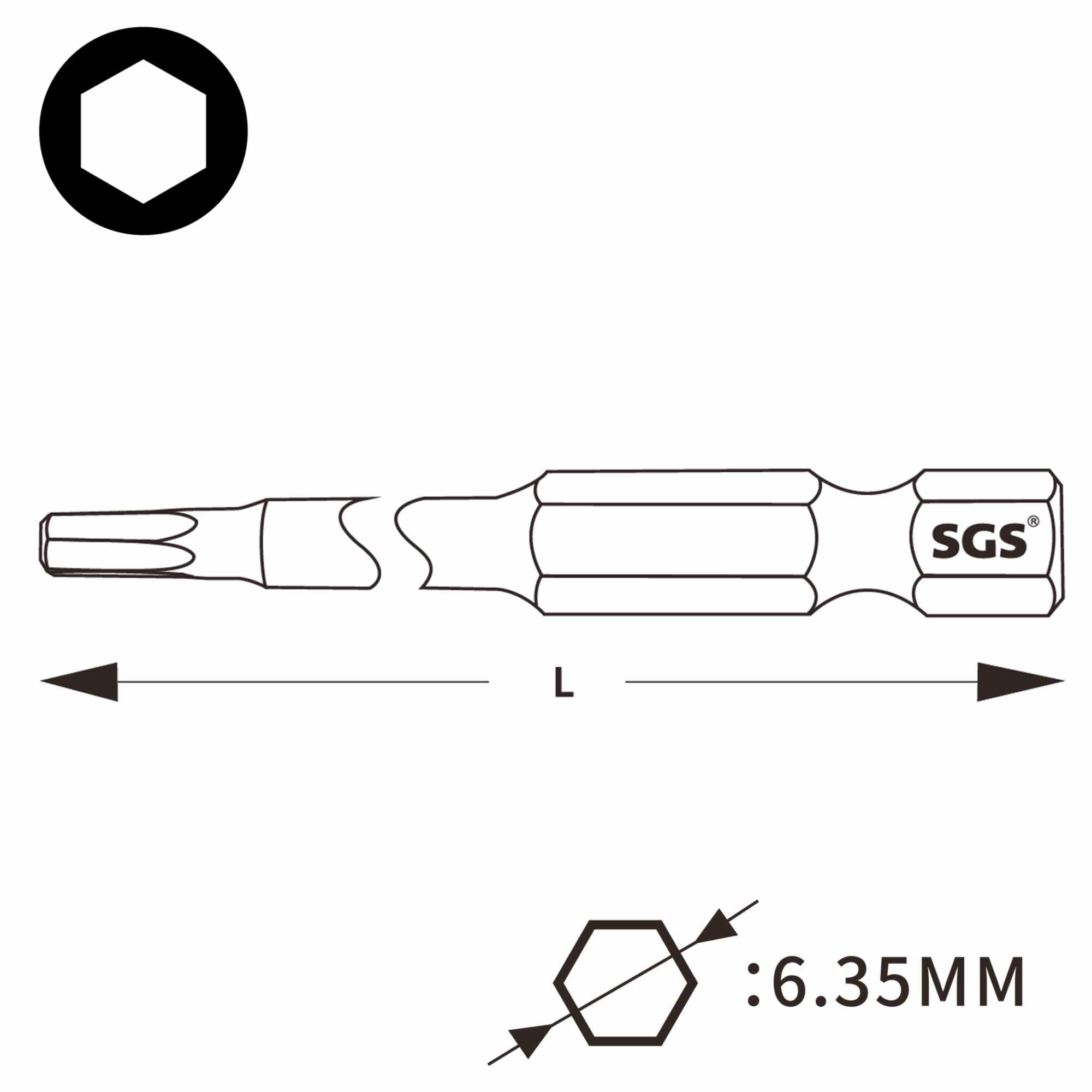 Бита шестигранная HEX 1,5 х50мм S2 1шт SGS 6350-H1.5 — фото 1