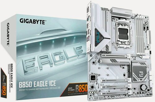 Изображение товара Материнская плата Gigabyte B850 EAGLE ICE, AM5, AMD B850, ATX, RTL белый