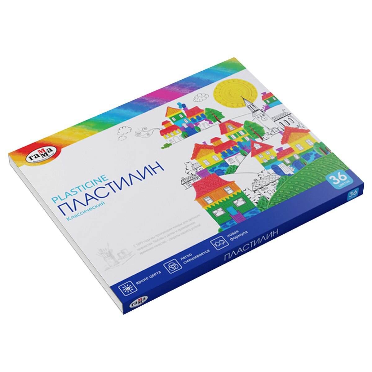 Пластилин Гамма "Классический", 36 цветов, 720г, со стеком, картон. упаковка