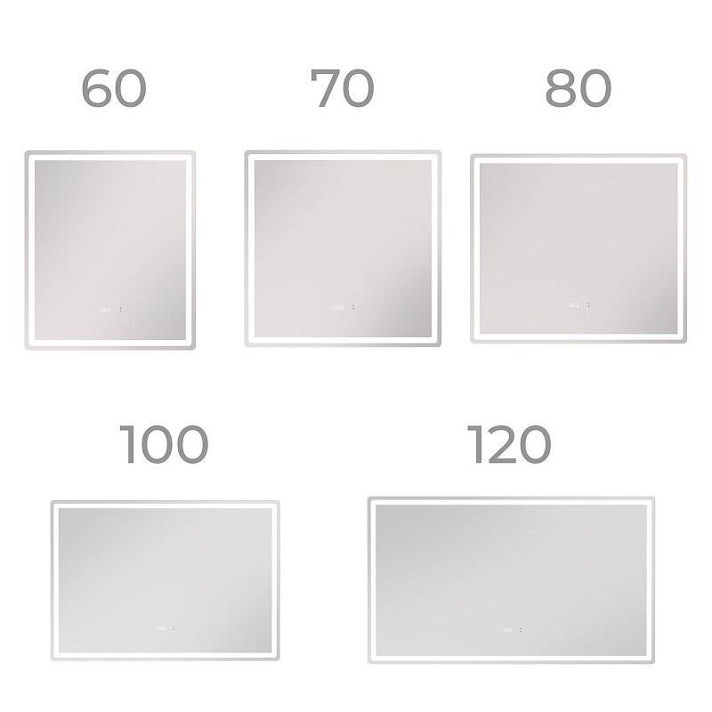 Зеркало Vigo Geometry Luxe 70х70 с подсветкой, бесконтактное включение (на взмах), функция антизапотевания, часы - фото №9