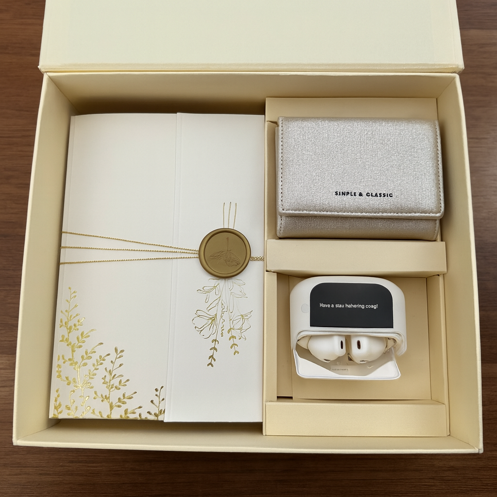 Подарочный набор GOLD, HOCO наушники + кошелек+ открытка 3в1, мы напишем ваше Пожелание, текст вы отправите нам в чат