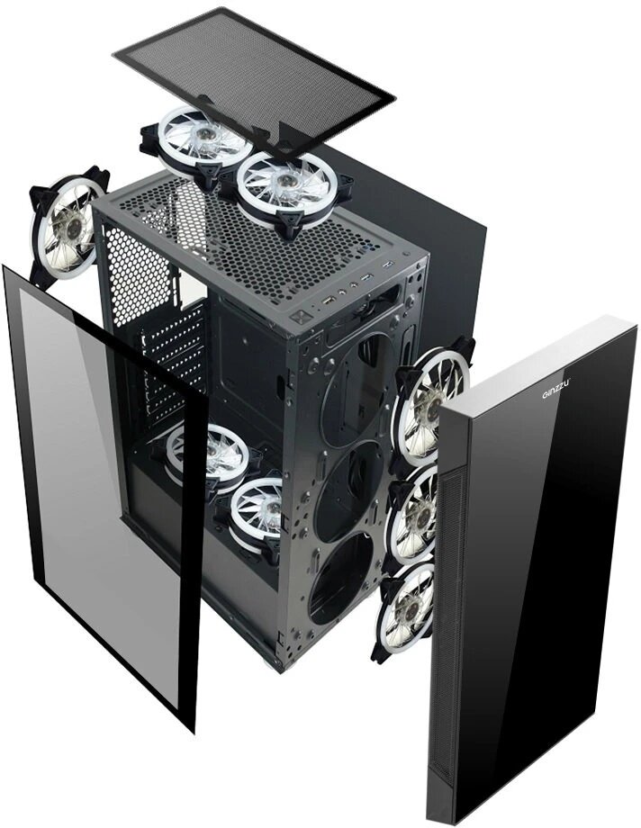 Корпус Ginzzu CL280 FAN 12CM RGB*4 USB3.0 Window — фото 1