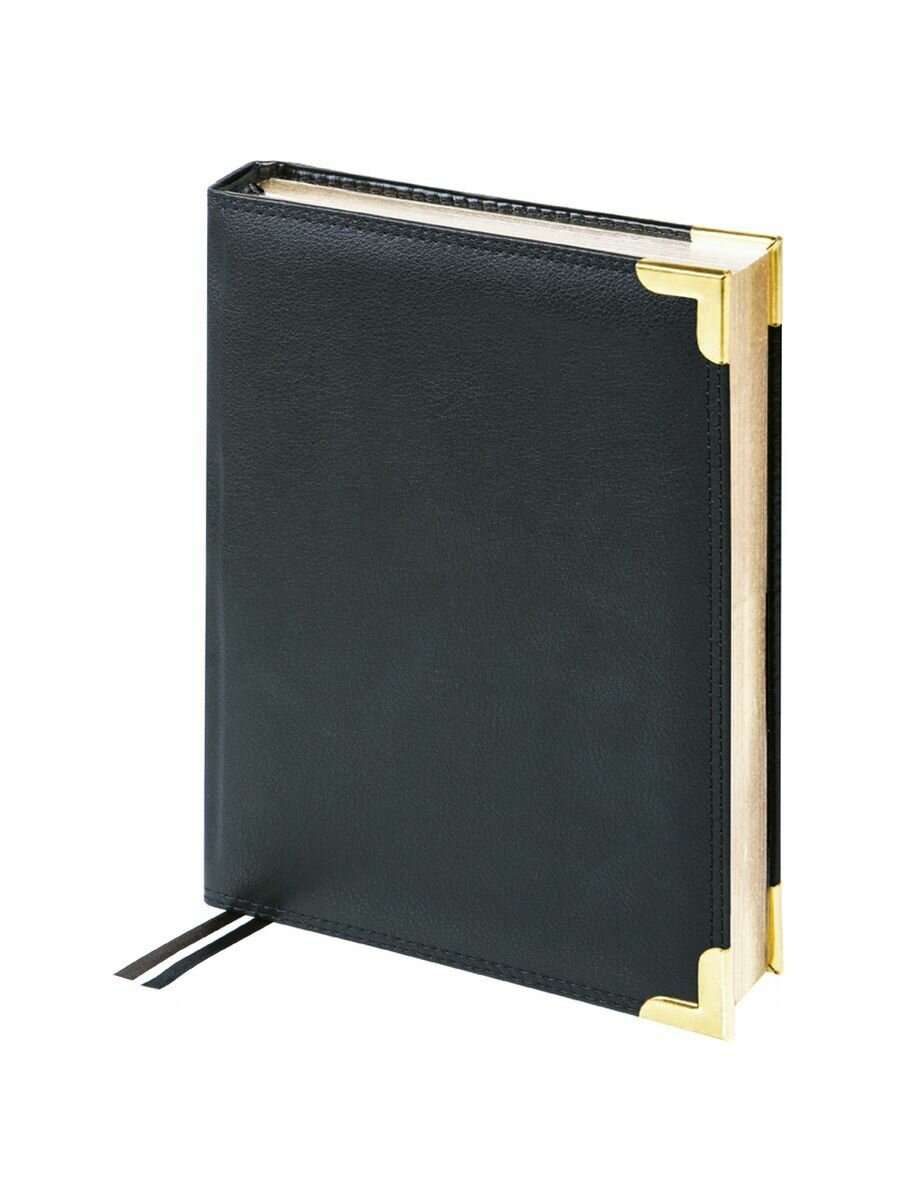 Ежедневник недатированный, А6, 160л, кожа, , фактурная кожа, черный, золотой срез