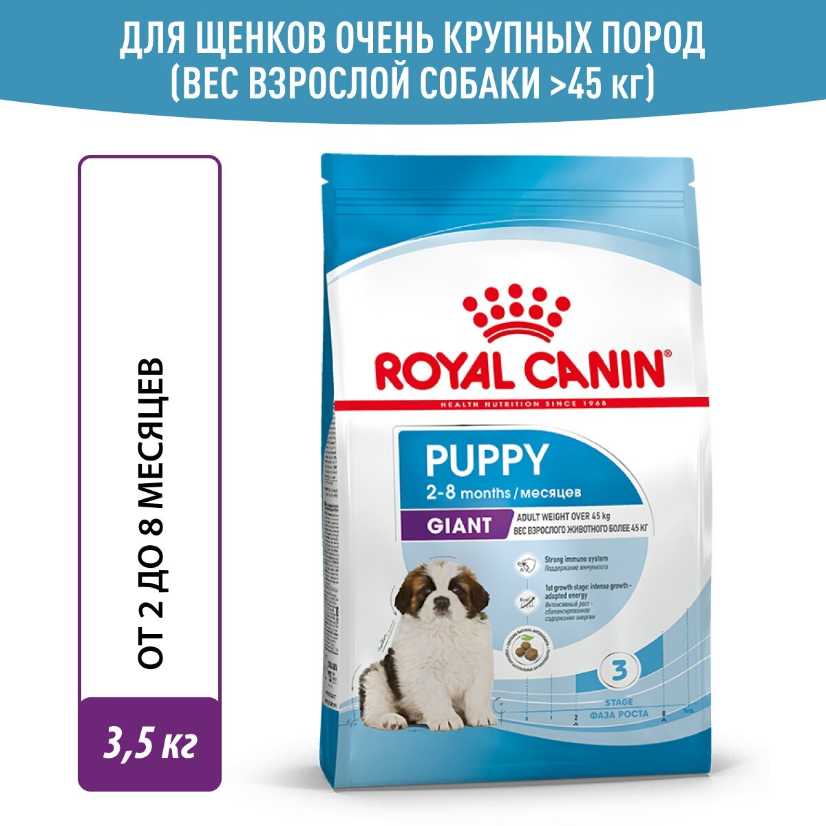 Royal Canin корм для щенков гигантских пород (с 2 до 8 месяцев) 3,5 кг