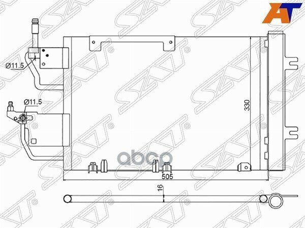 Радиатор Кондиционера Opel Astra 04-13 / Zafira 05-14 / Astra Family 11-14 / Astra Gtc 04-15 Sat арт. ST-OP49-394-A0