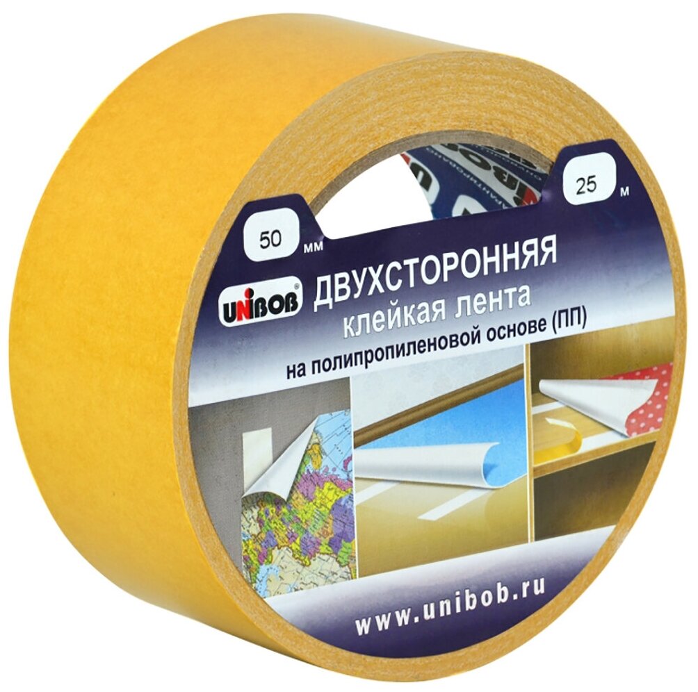 Скотч двусторонний Unibob, 50 мм x 25 м