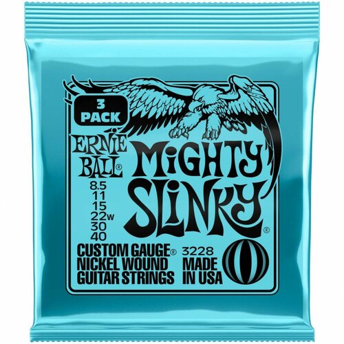 ERNIE BALL 3228 Nickel Slinky Mighty 3 Pack 8.5-40 - Струны для электрогитары Эрни Болл струны для электрогитары ernie ball 2228 nickel wound slinky mighty 8 5 40