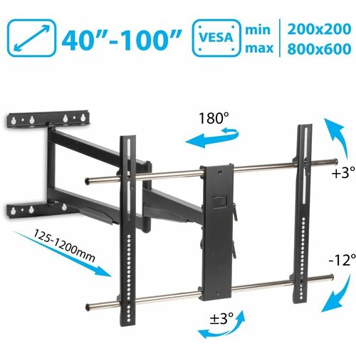 Кронштейн на стену Kromax Atlantis-120, black черный, black