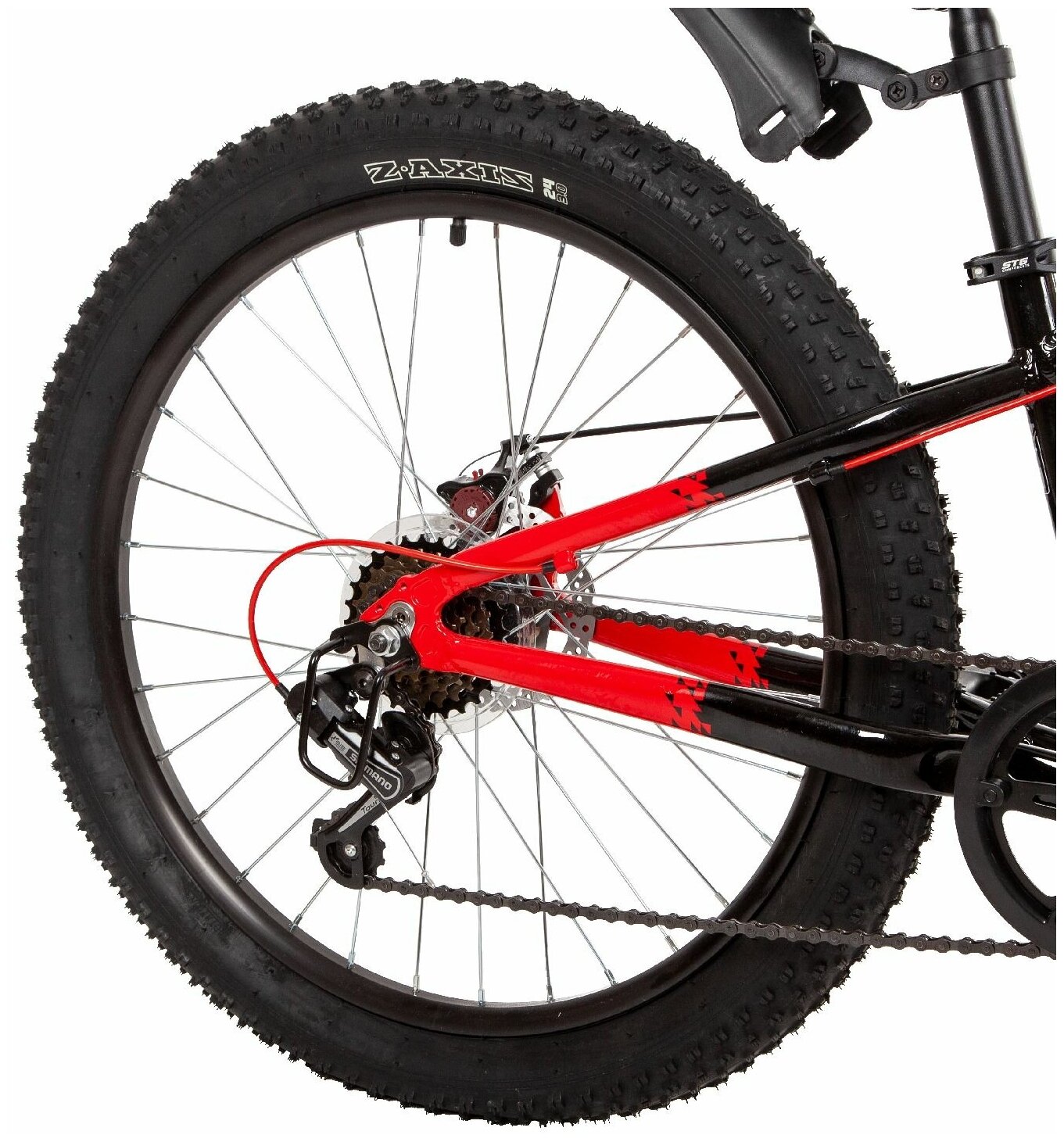 Велосипед NOVATRACK DOZER D 24" (2021) (Велосипед NOVATRACK 24" DOZER красный, алюм. рама 12", 6 скор, Shimano TY21/Microshift TS38, диско)