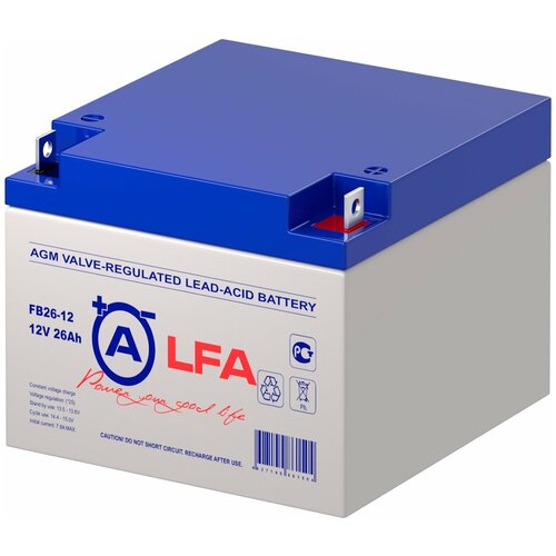 Аккумулятор LFA FB 26-12 (12В, 26Ач / 12V, 26Ah, вывод под болт M5)