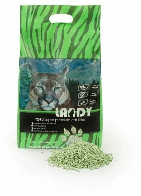 Наполнитель для кошачьего туалета LANDY TOFU комкующийся с ароматом зеленого чая 6 л - фотография № 2