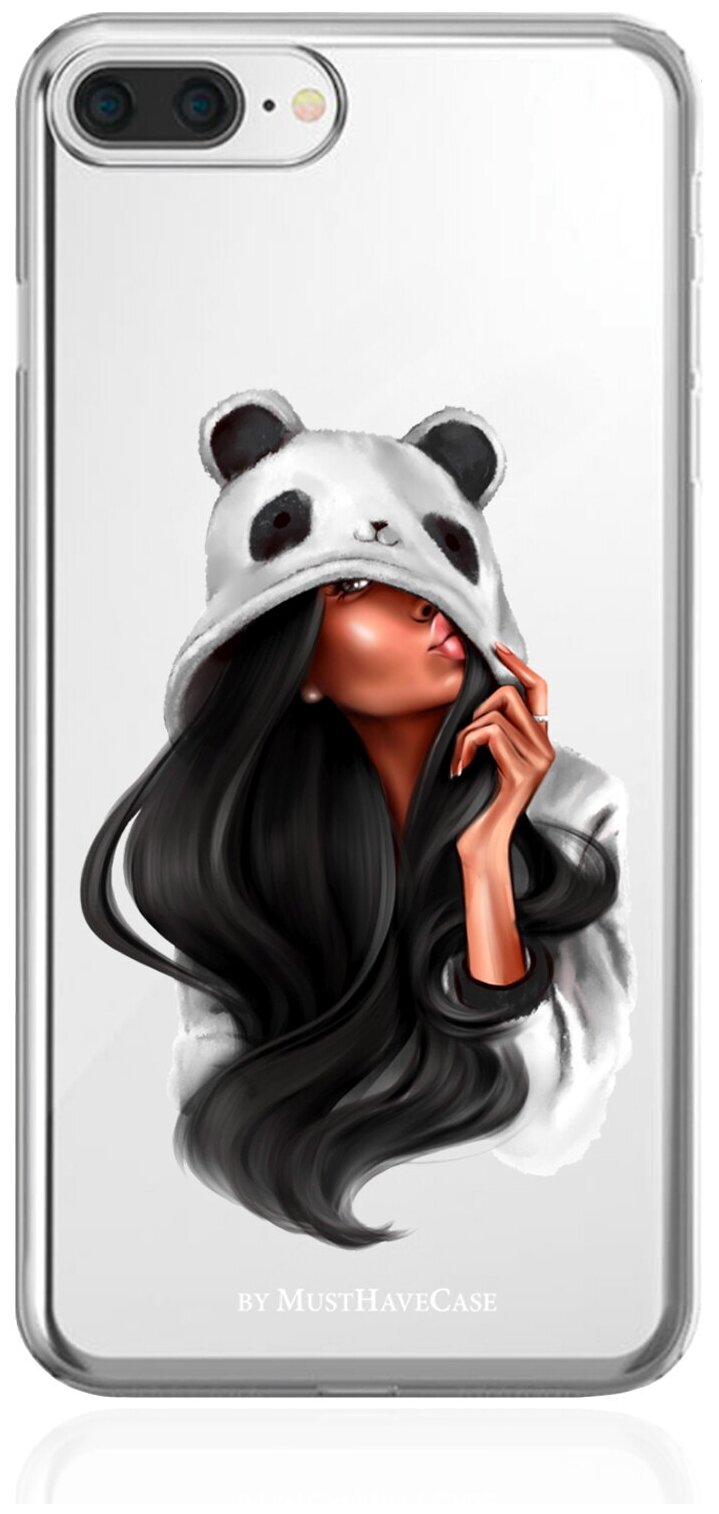 Прозрачный силиконовый чехол MustHaveCase для iPhone 7/8 Plus Panda Girl для Айфон 7/8 Плюс Противоударный Панда