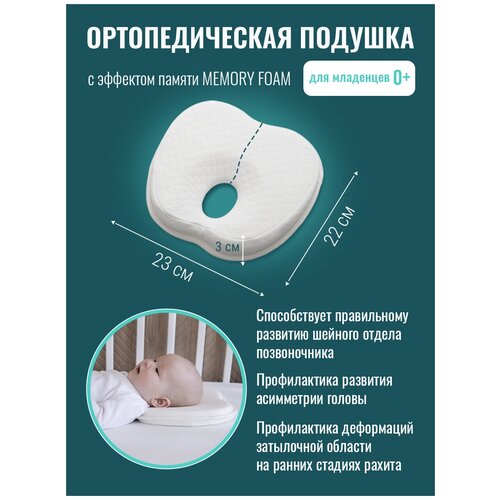 Детская ортопедическая подушка для новорожденных Memory Foam, Baby Nice. новинка 2020 подушка для сна для новорожденных младенцев подушка для сна с защитой от плоской головки милые подушки