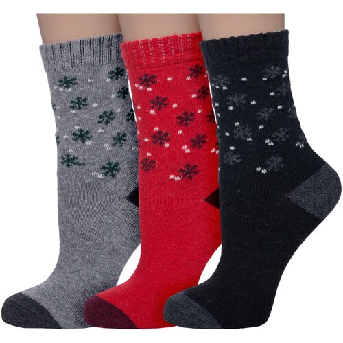 фото Комплект из 3 пар женских теплых носков hobby line 6402, микс 2, размер 36-40
