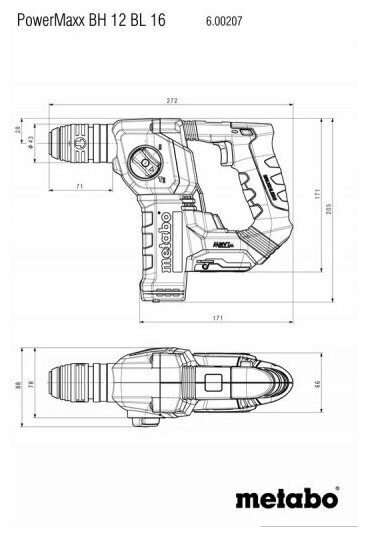 Перфоратор METABO PowerMaxx BH 12 BL 16, 2х2 Ач, X (600207500) - фотография № 5