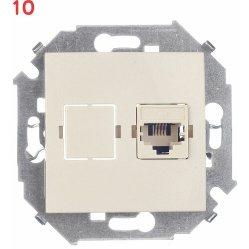 Розетка телефонная 1591480-031 скрытая установка слоновая кость один модуль RJ11 cat 5е (10 шт.)