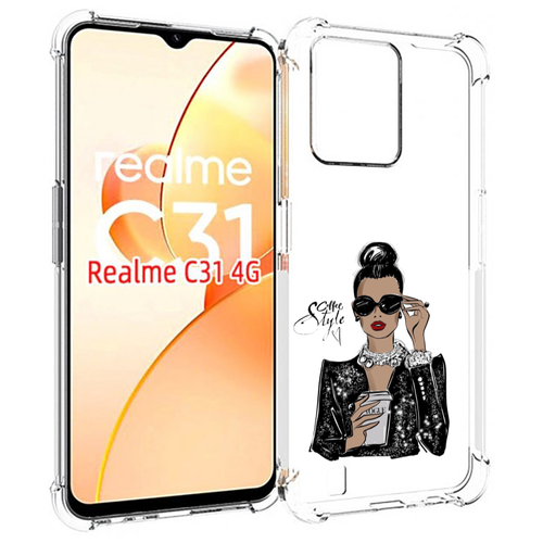 Чехол MyPads девушка в черных очках в пиджаке для OPPO Realme C31 задняя-панель-накладка-бампер чехол mypads девушка в черных очках в пиджаке для oppo reno7 pro 5g задняя панель накладка бампер