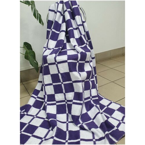 Одеяло байковое 100х118 Сиреневая клетка, детское, байковое