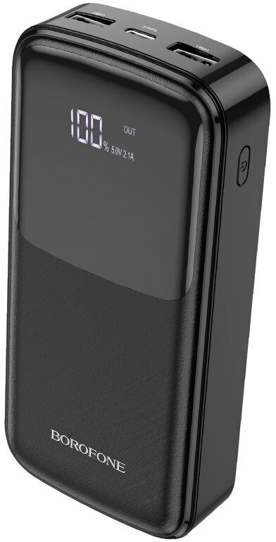 Мобильный аккумулятор BOROFONE BJ17A, Mike, 20000mAh, пластик, дисплей, 1 USB выход, микро USB, Type-C, 2.1A, чёрный (6974443382693)