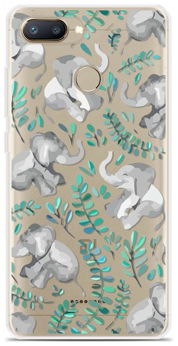 Силиконовый чехол на Xiaomi Redmi 6 Узор из слонов / для Сяоми Редми 6