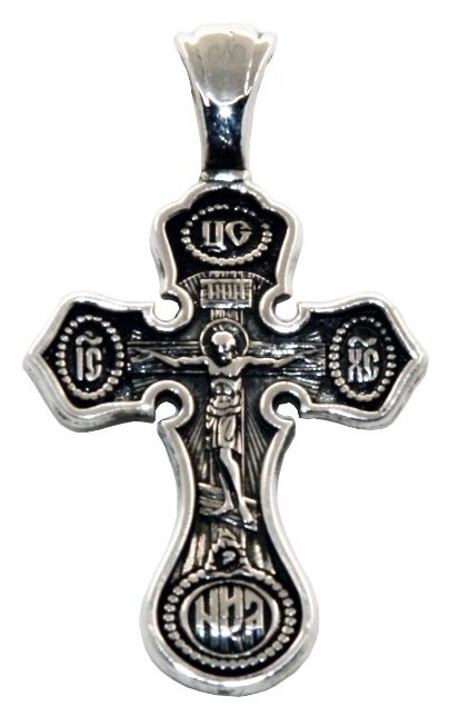 Крестик Малахит православный, серебро, 925 проба, чернение