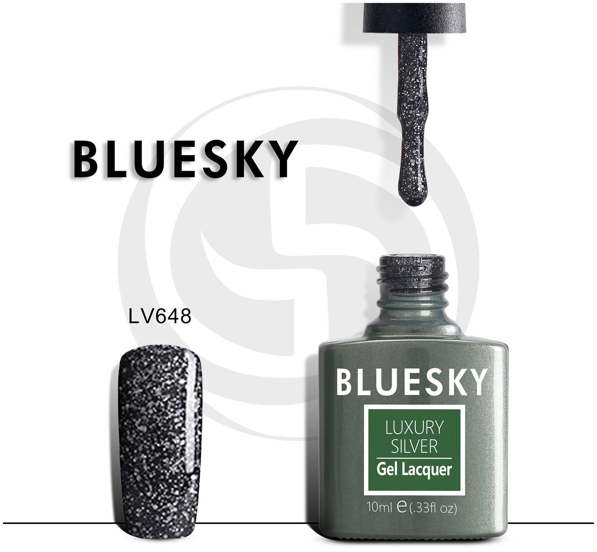 Гель-лак №648 Luxury Silver 10 мл, BLUESKY