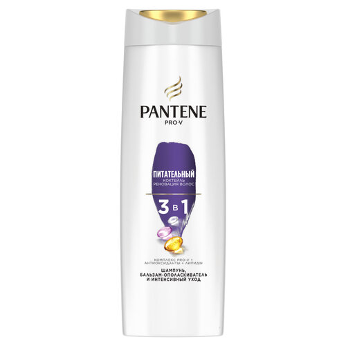 Pantene шампунь Питательный коктейль Реновация волос бальзам-ополаскиватель и интенсивный уход 3в1, 360 мл