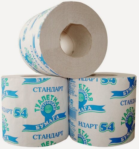 Изображение товара Бумага туалетная Островская 1-слойная серая 38 метров (24 рулонов в уп) 548838