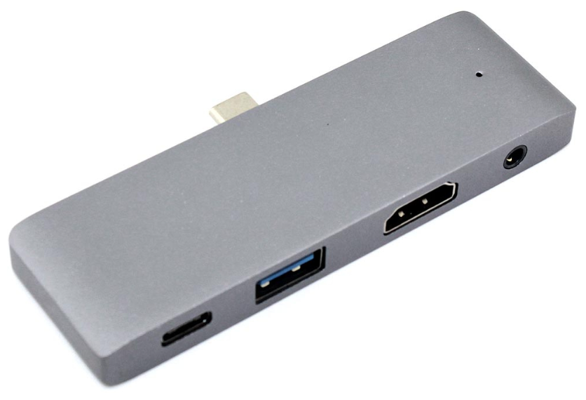 Адаптер Type-C на HDMI, USB 3.0 + Audio 3,5 + Type-C, серый