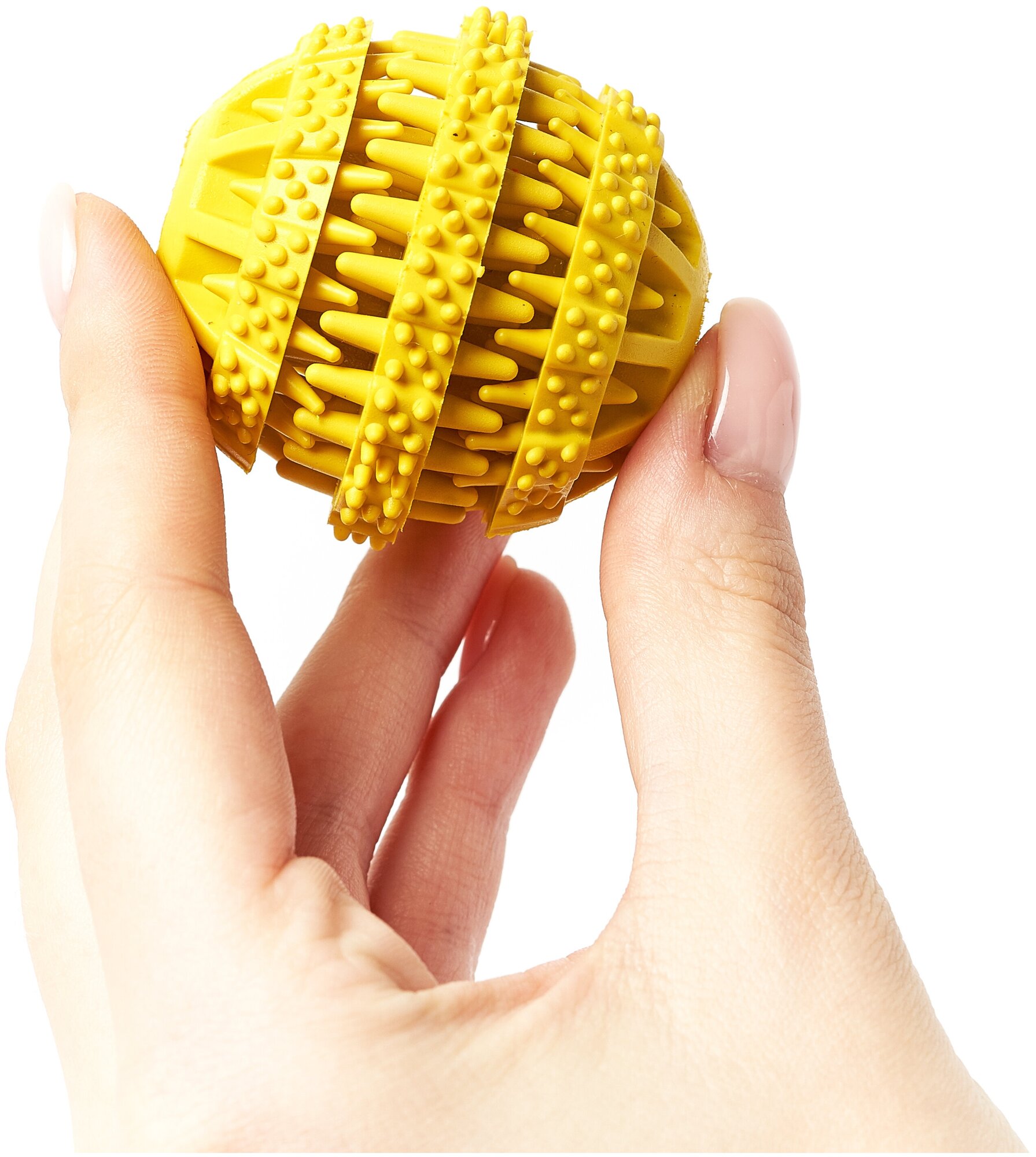 Игрушка мяч для собак резиновый неубиваемый, Чистые Клыки, Играй Гуляй, 5 см, желтый - фотография № 4