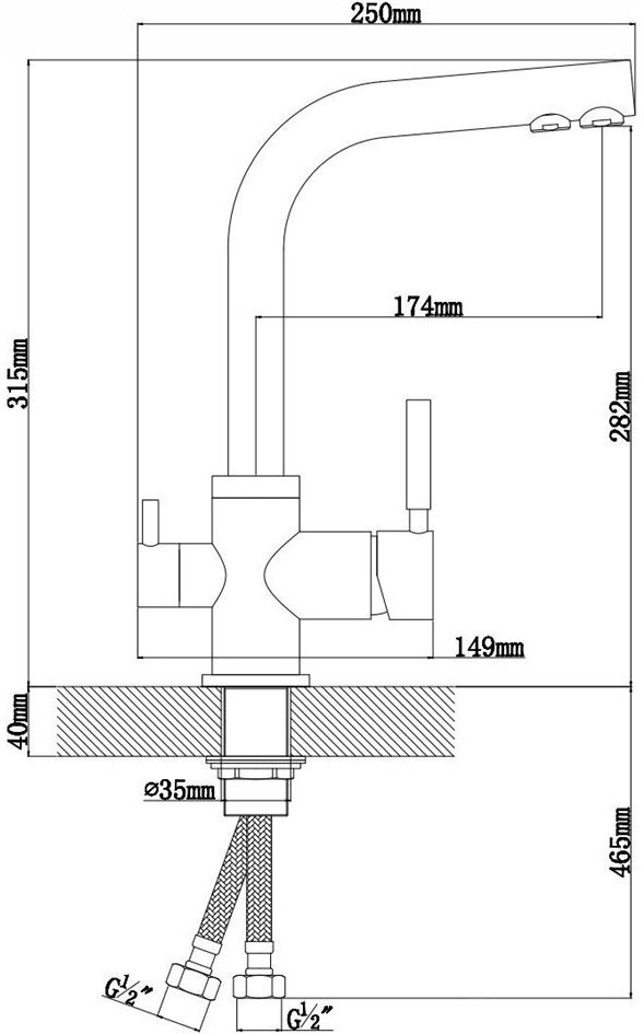 Смеситель Dr.Gans Акцент черный для кухни - фото №6